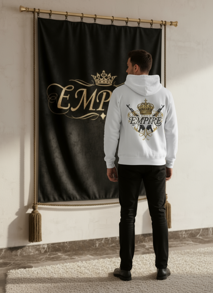 Hoodie blanc EMPIRE homme vue de dos