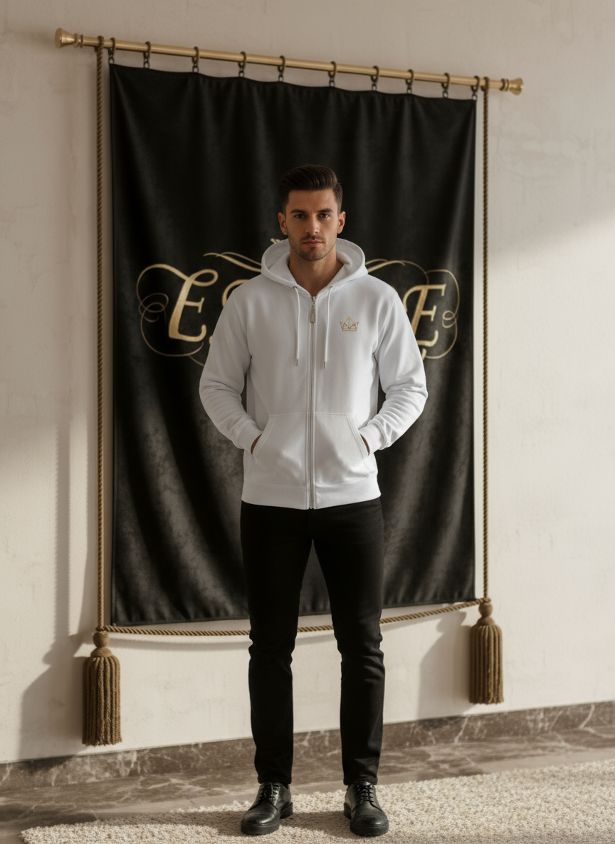 Hoodie blanc EMPIRE homme vue de face