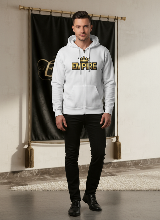 Hoodie blanc EMPIRE homme vue de face