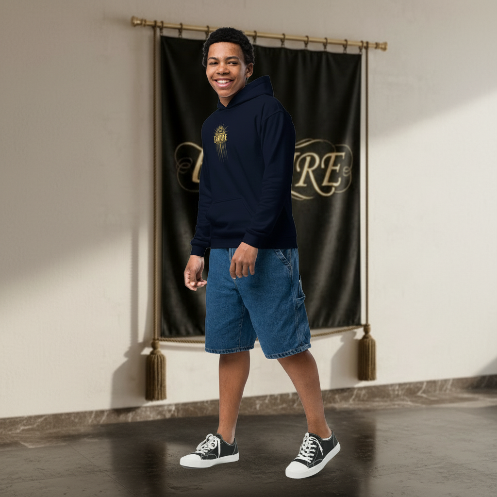 Hoodie bleu marine Build Your EMPIRE - Vue de profil