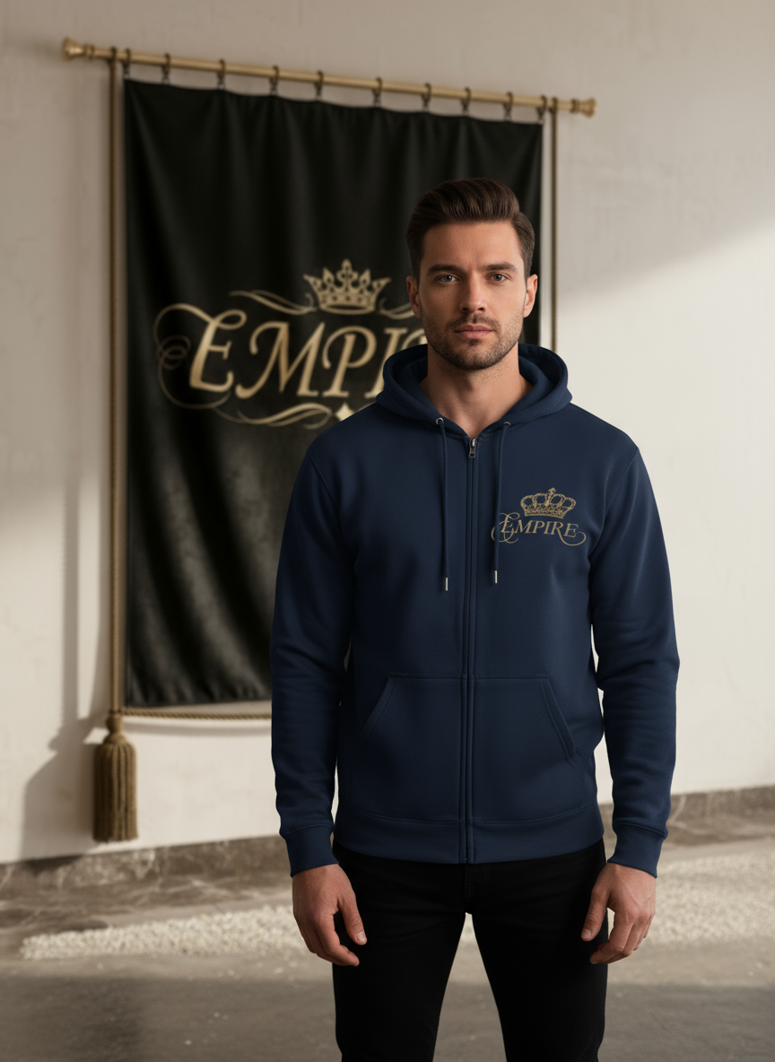 Hoodie bleu marine EMPIRE homme vue de face