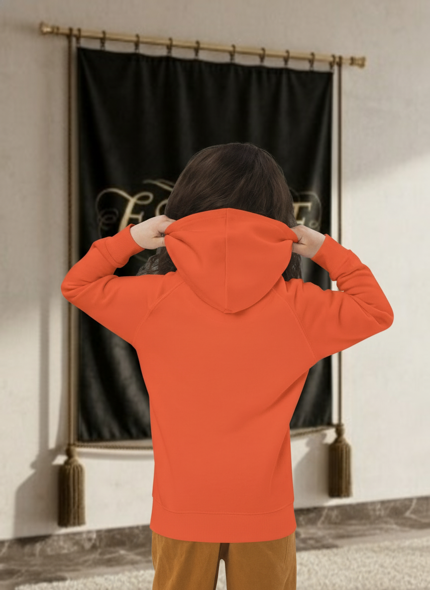 Hoodie enfant fille chat EMPIRE orange - Vue de dos