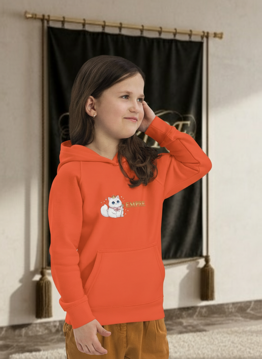 Hoodie enfant fille chat EMPIRE orange - Vue de profil