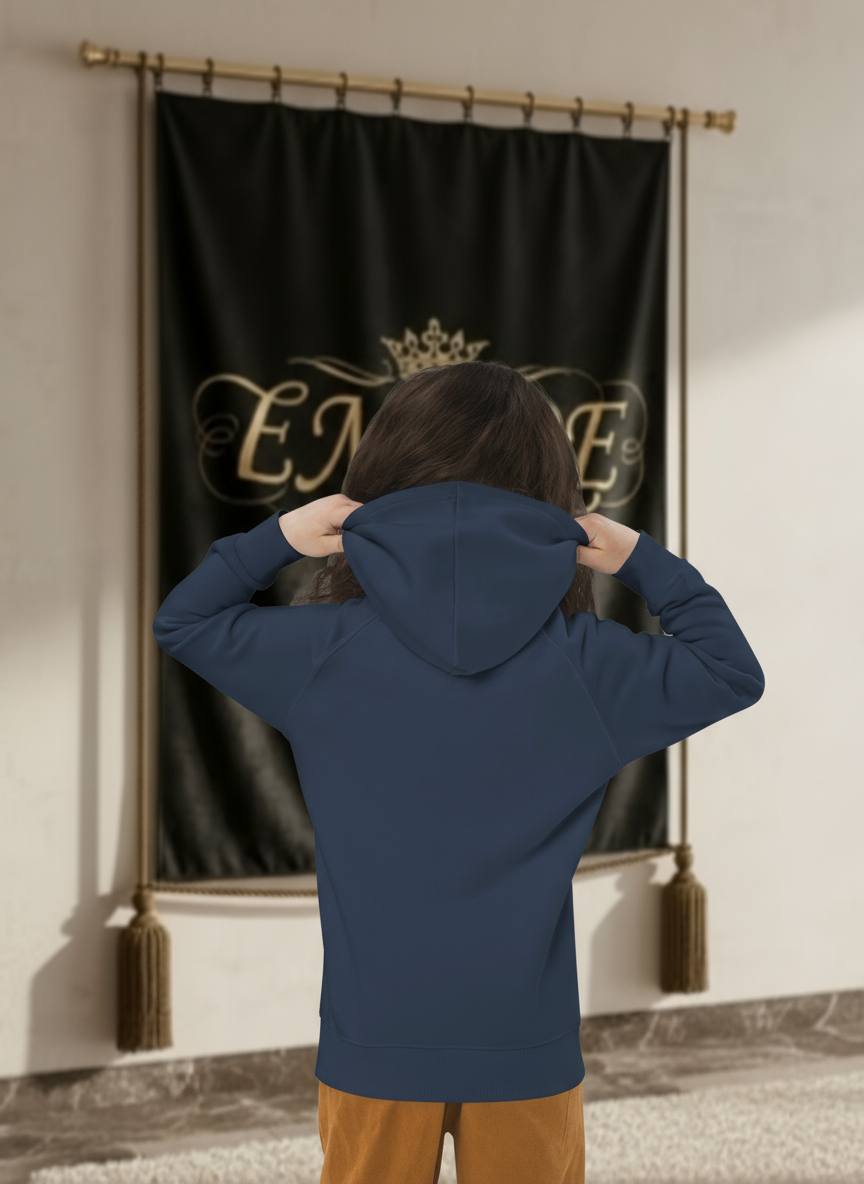 Hoodie enfant fille EMPIRE bleu marine - Vue de dos