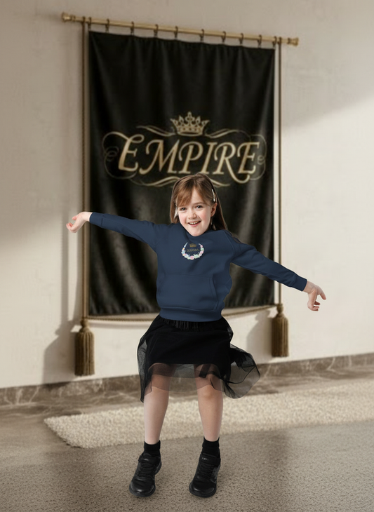 Hoodie enfant fille EMPIRE bleu marine - Vue de face