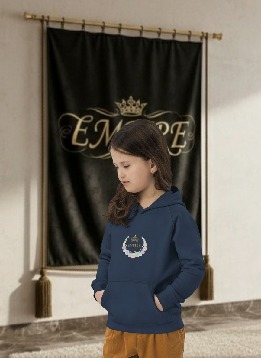 Hoodie enfant fille EMPIRE bleu marine - Vue de profil