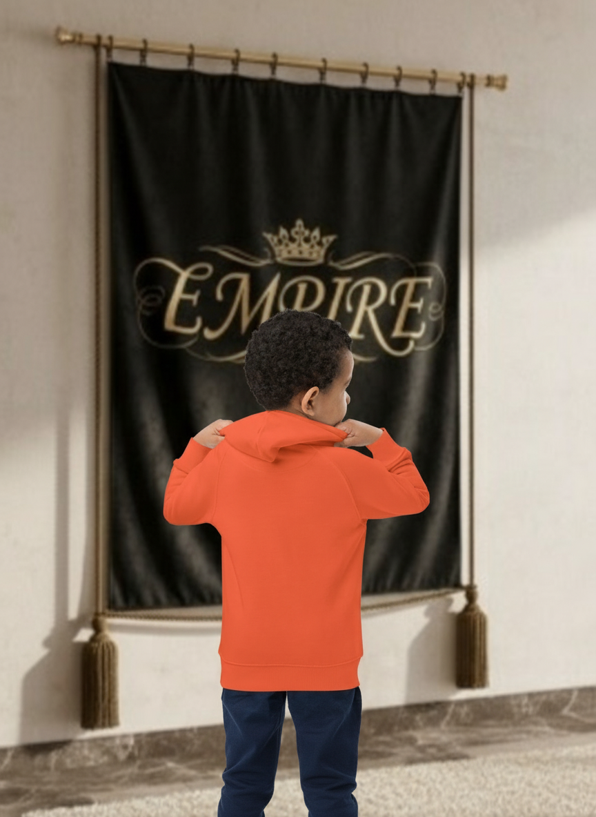 Hoodie enfant garçon EMPIRE Mini Boss orange - Vue de dos