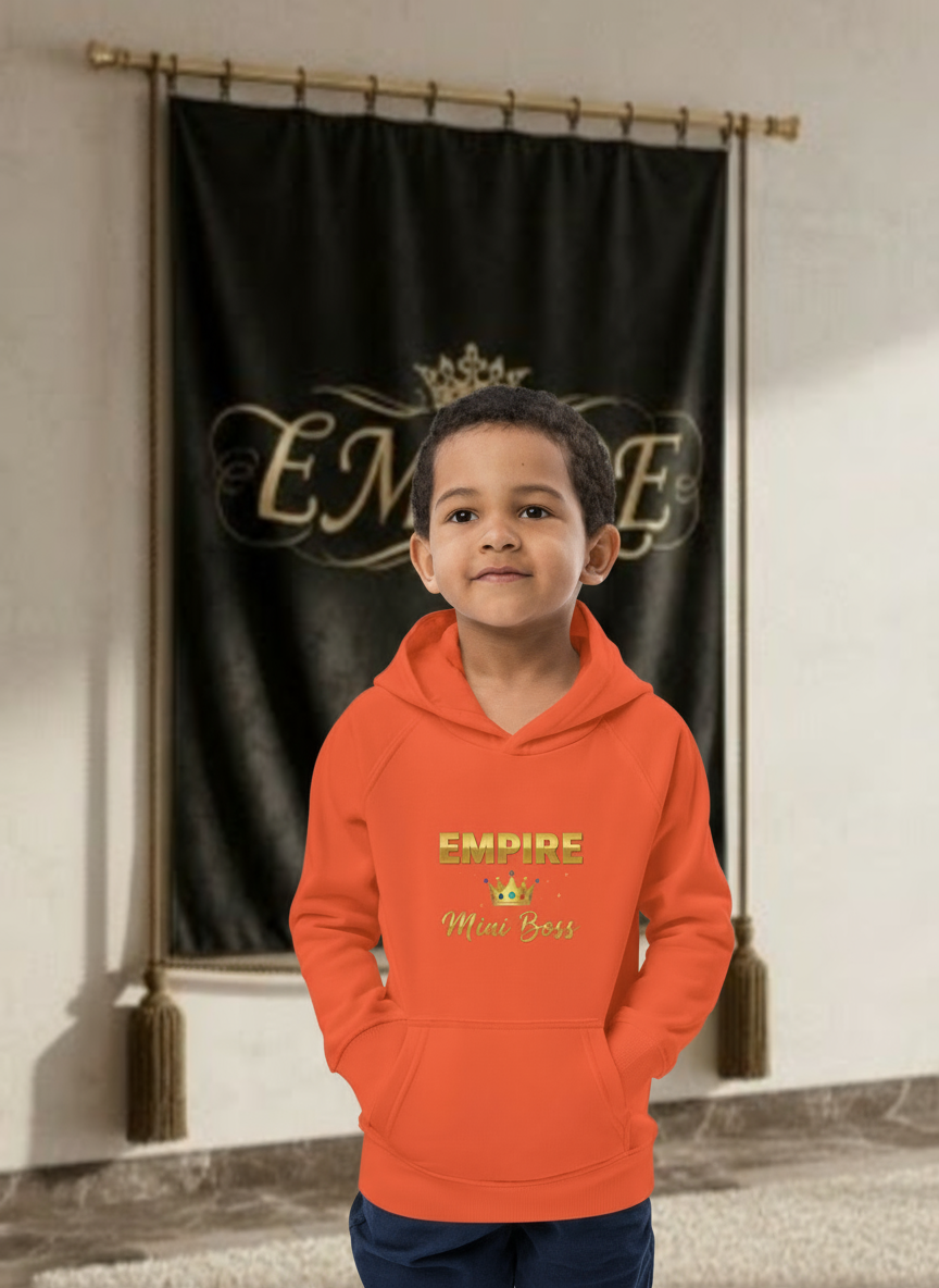 Hoodie enfant garçon EMPIRE Mini Boss orange - Vue de face