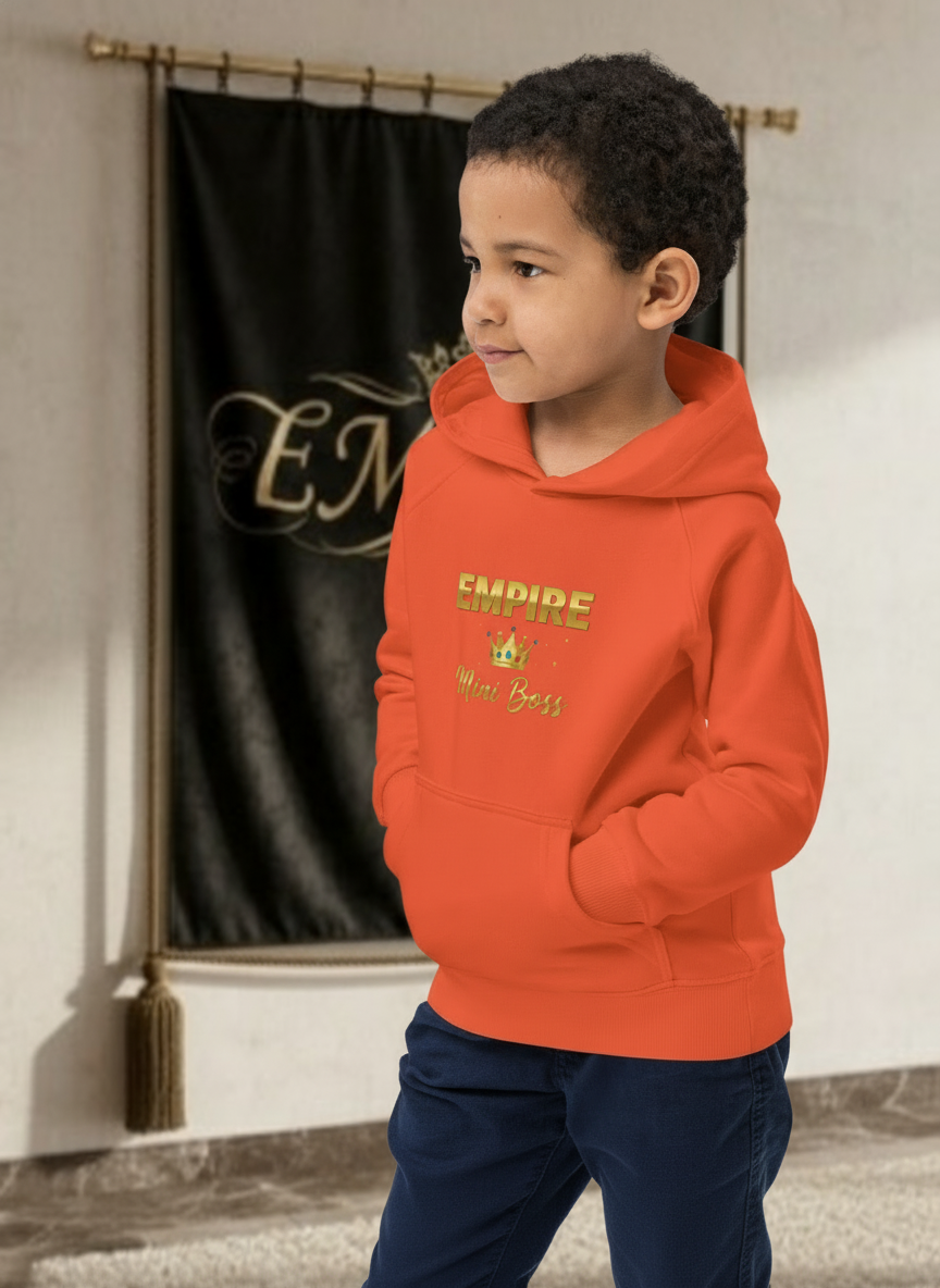 Hoodie enfant garçon EMPIRE Mini Boss orange - Vue de profil