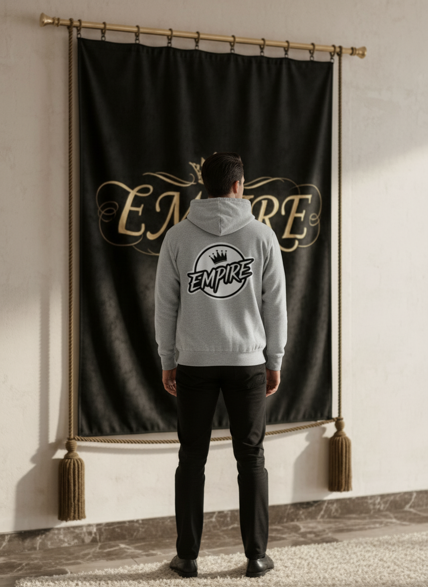 Hoodie gris EMPIRE homme vue de dos
