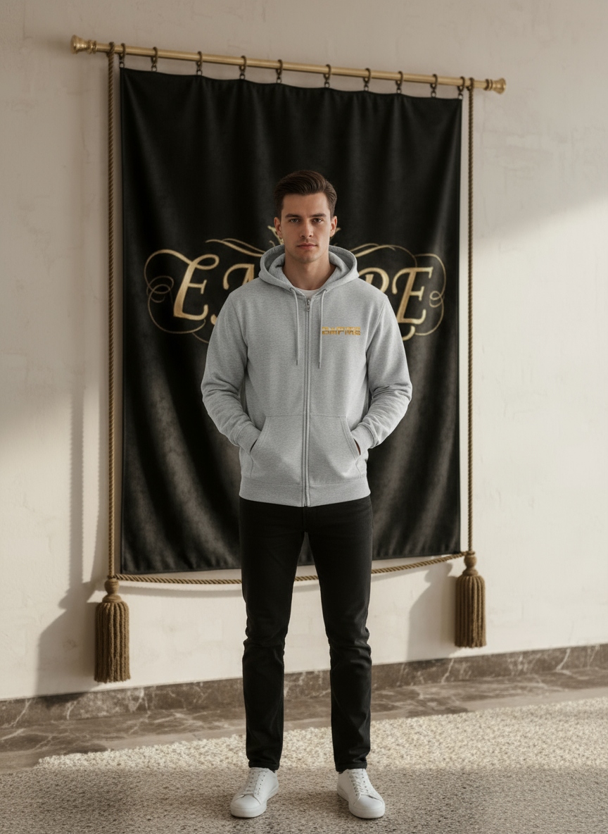 Hoodie gris EMPIRE homme vue de face luxe
