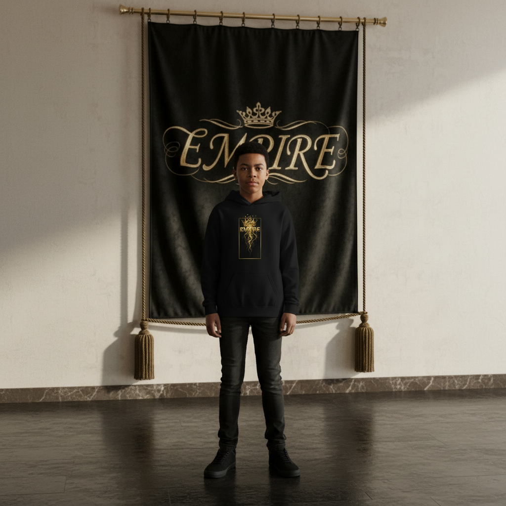 Hoodie noir EMPIRE couronne éclairs - Vue de face