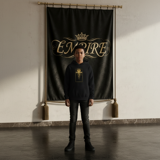 Hoodie noir EMPIRE couronne éclairs - Vue de face