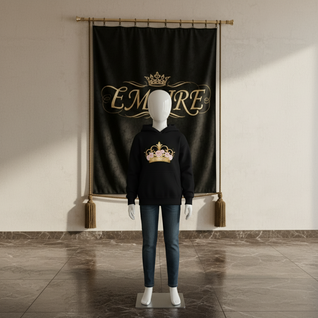 Hoodie noir EMPIRE couronne - Vue de face