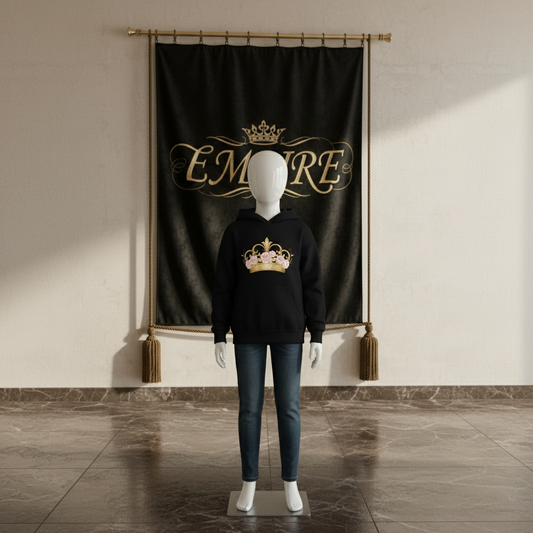 Hoodie noir EMPIRE couronne - Vue de face