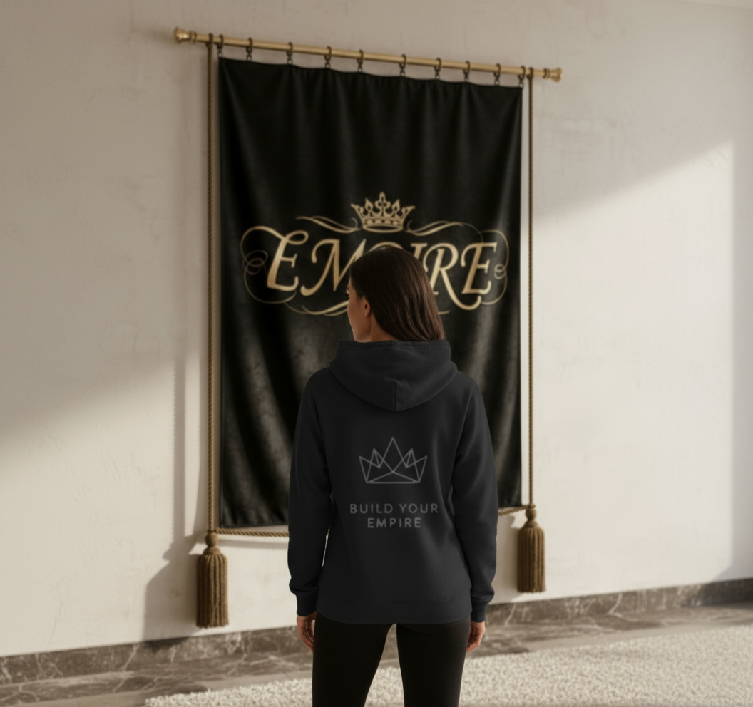 Hoodie noir EMPIRE femme vue de dos