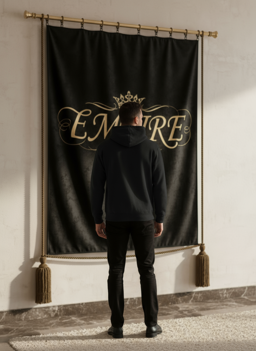 Hoodie noir EMPIRE homme vue de dos
