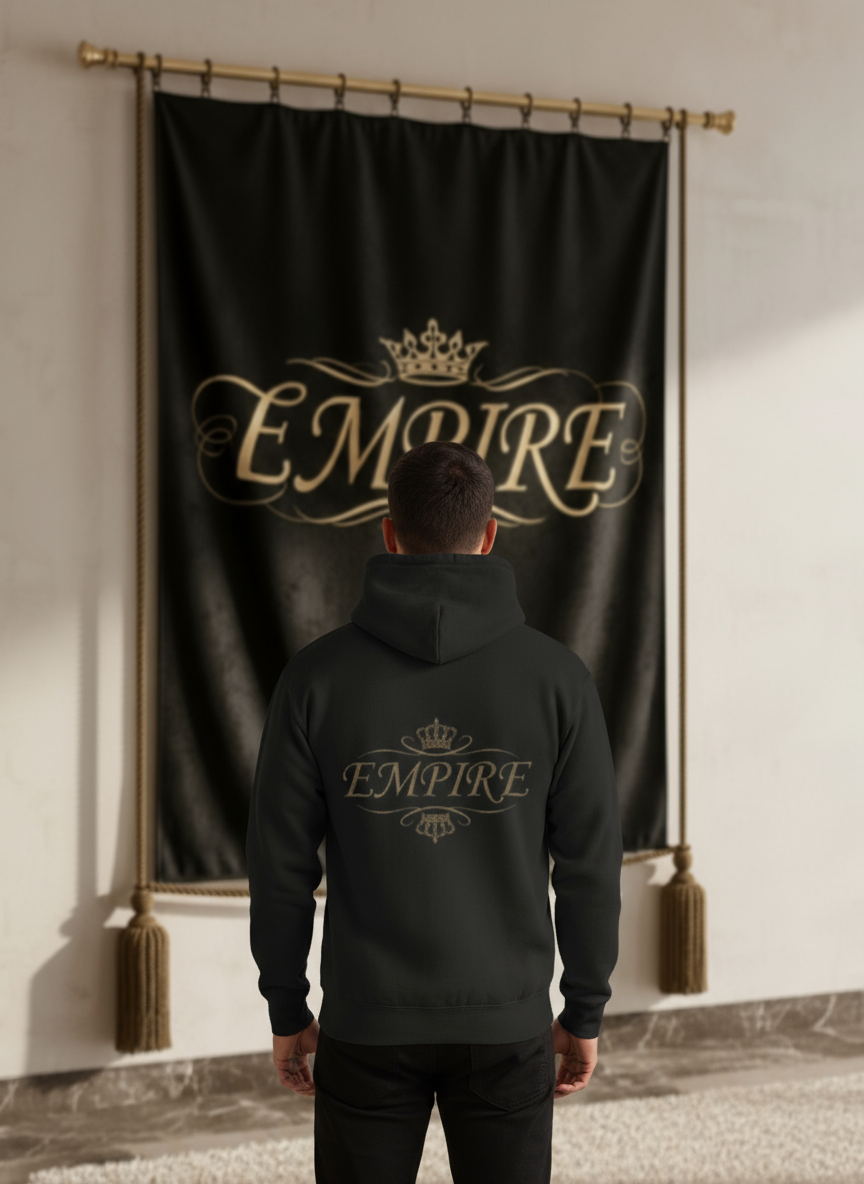 Hoodie noir EMPIRE homme vue de dos