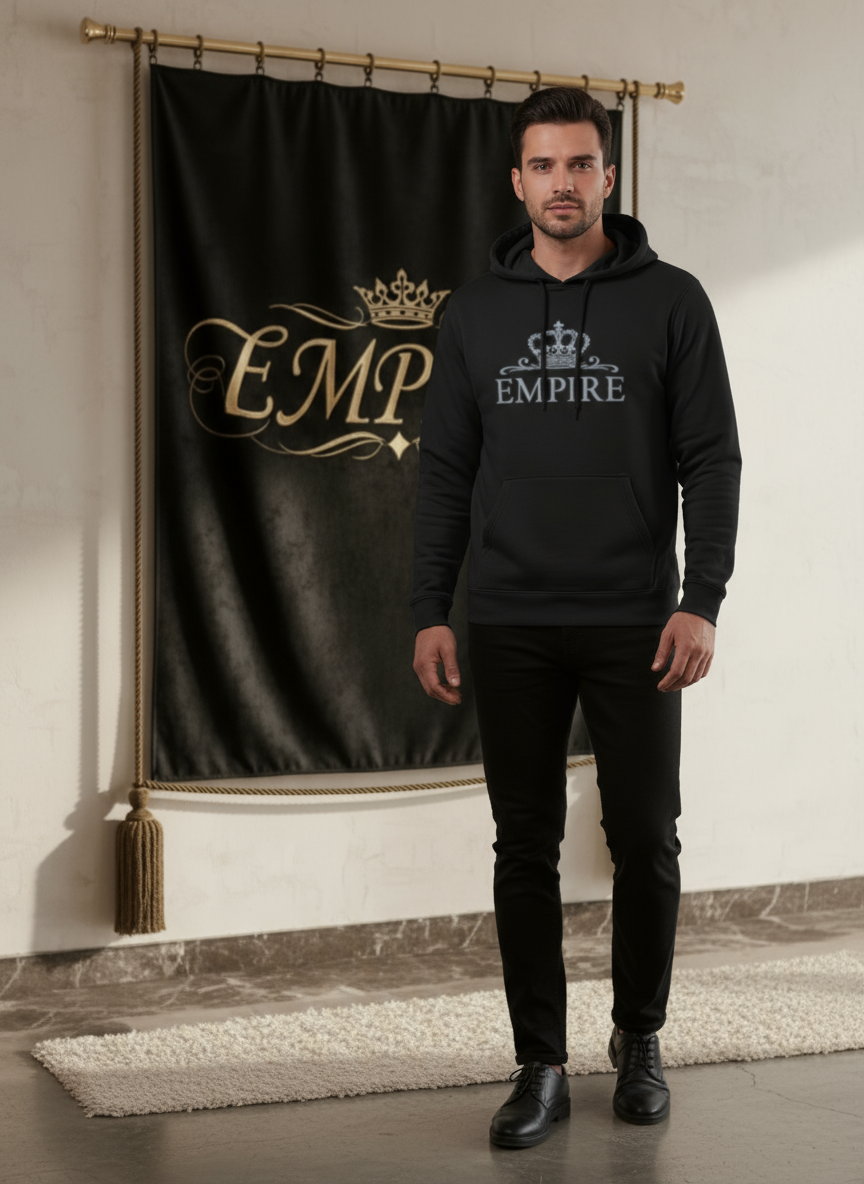 Hoodie noir EMPIRE homme vue de face