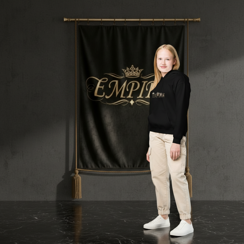 Hoodie noir EMPIRE logo - Vue de profil