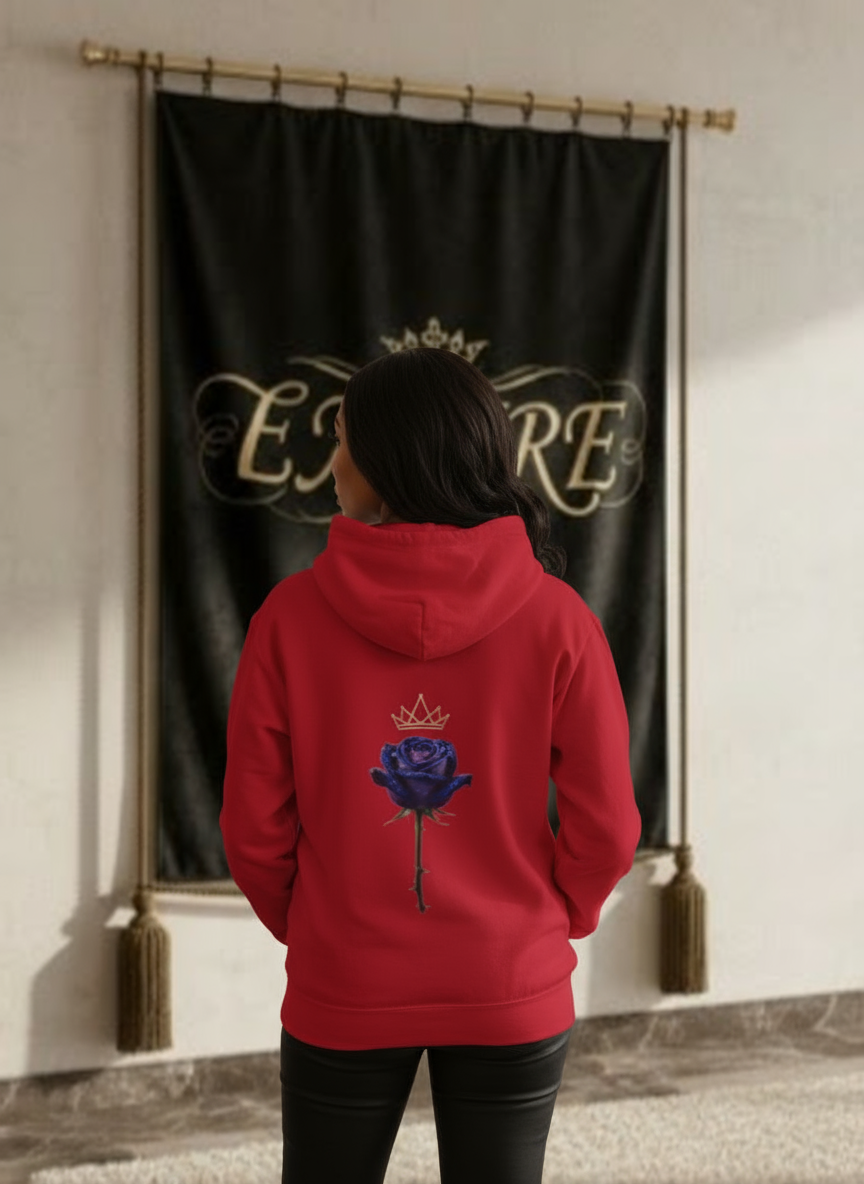 Hoodie rouge logo noir EMPIRE vue de dos