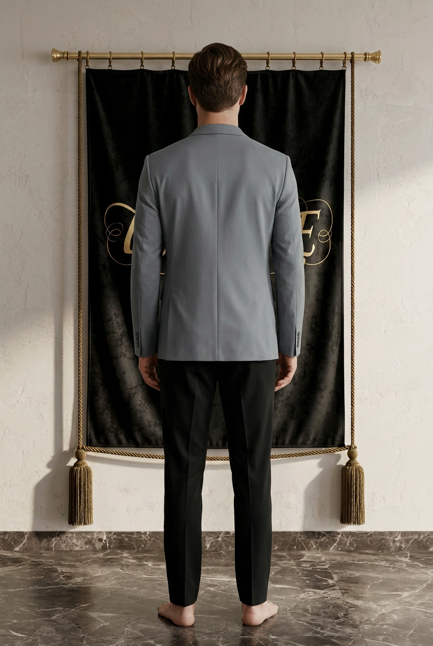 Blazer gris homme EMPIRE Crown Logo, dos uni, vue arrière portée