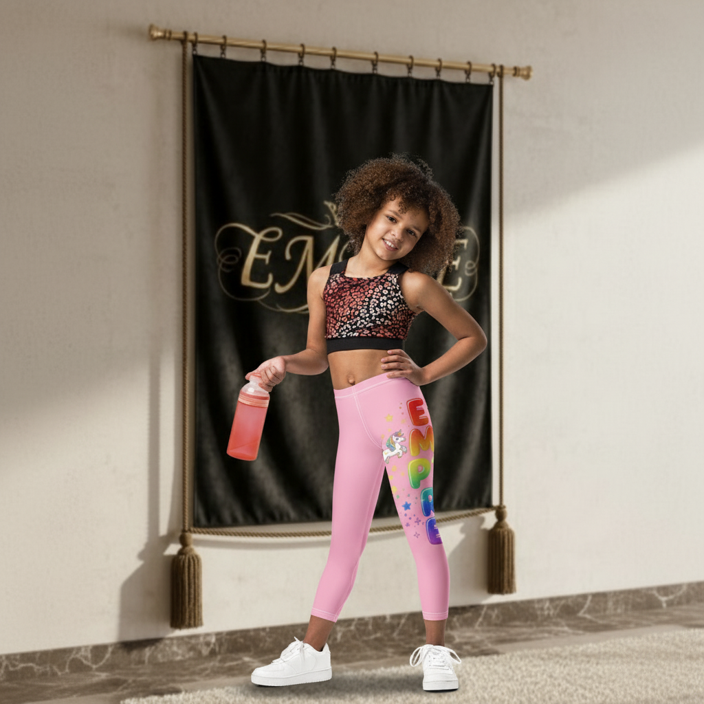 Leggings enfant rose EMPIRE - Vue de face corrigée