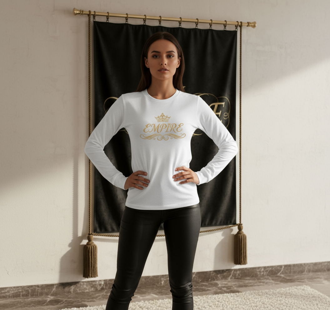 Long sleeve blanc EMPIRE ornements femme vue de face