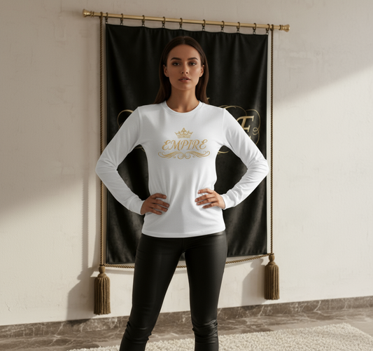 Long sleeve blanc EMPIRE ornements femme vue de face