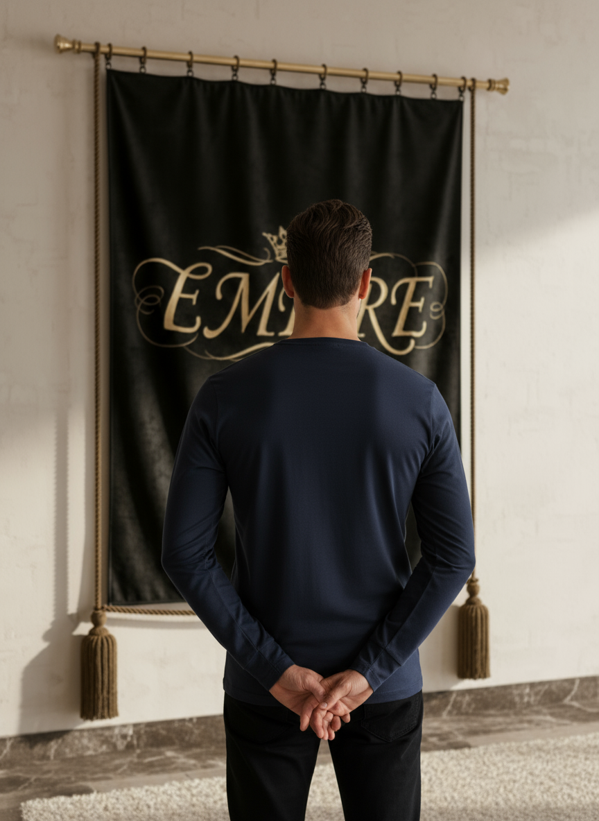 Long sleeve bleu marine EMPIRE homme vue de dos