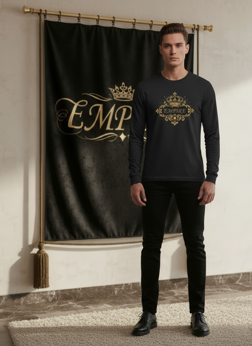 Long sleeve noir EMPIRE baroque homme vue de face