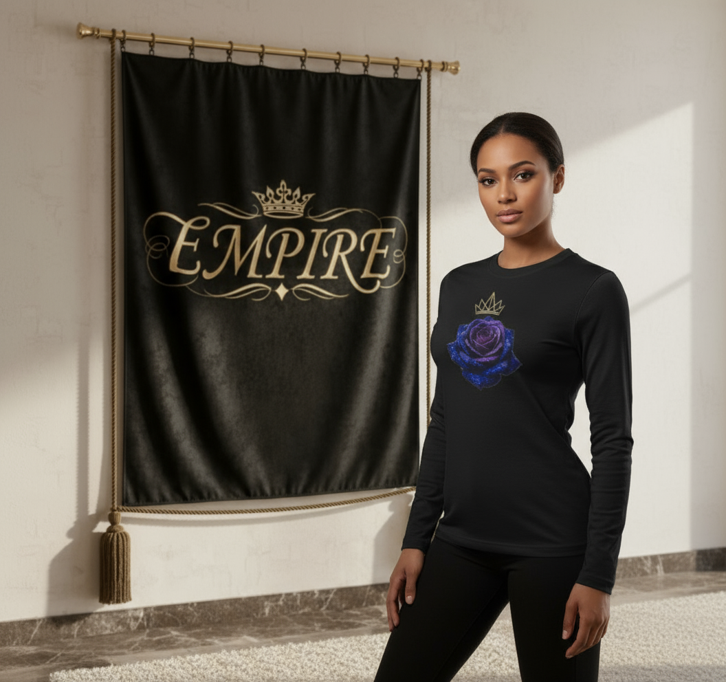 Long sleeve noir rose EMPIRE femme vue de face détaillée