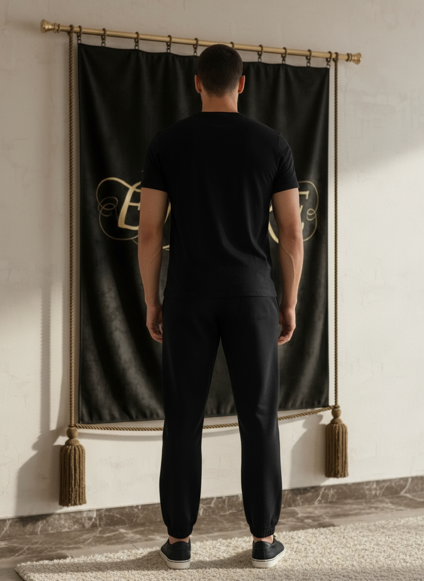 Pantalon noir EMPIRE graffiti homme vue de dos