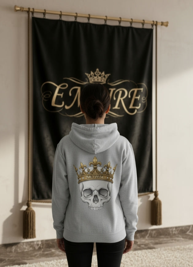 EMPIRE Skull Crown Full Zip Hoodie — Bold Women's Edgy Hoodie