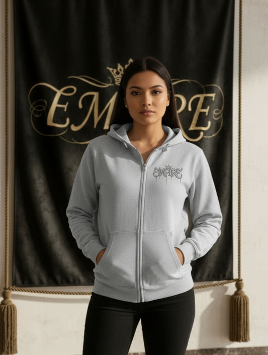 EMPIRE Skull Crown Full Zip Hoodie — Bold Women's Edgy Hoodie