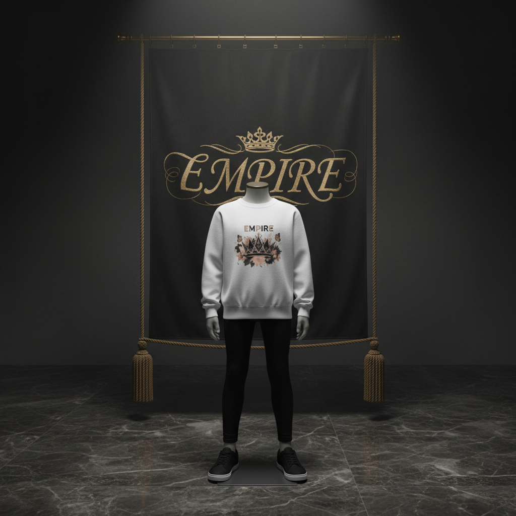 Sweatshirt blanc EMPIRE couronne florale - Vue de face