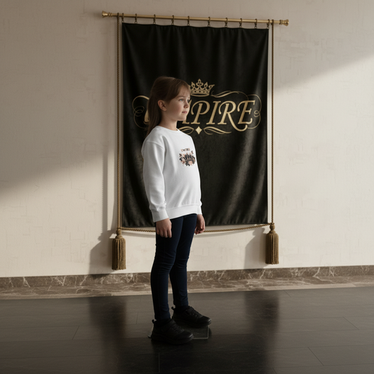 Sweatshirt blanc EMPIRE couronne florale - Vue de profil