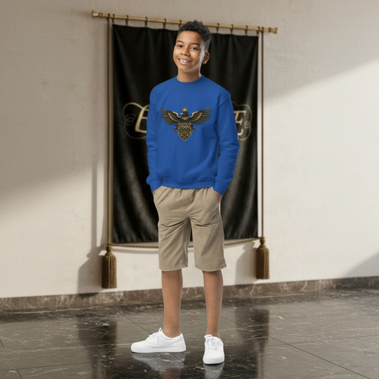 Sweatshirt bleu royal EMPIRE aigle - Vue de face
