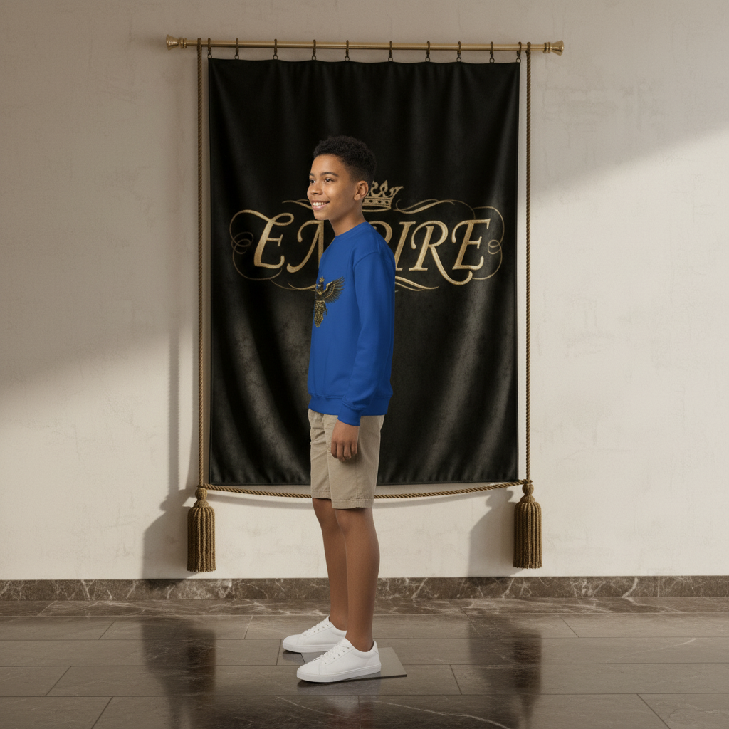 Sweatshirt bleu royal EMPIRE aigle - Vue de profil