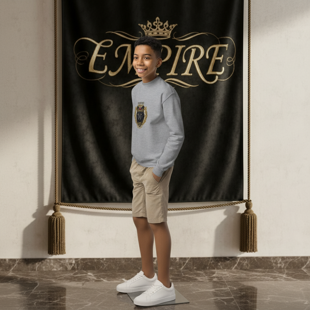 Sweatshirt gris EMPIRE loup - Vue de profil