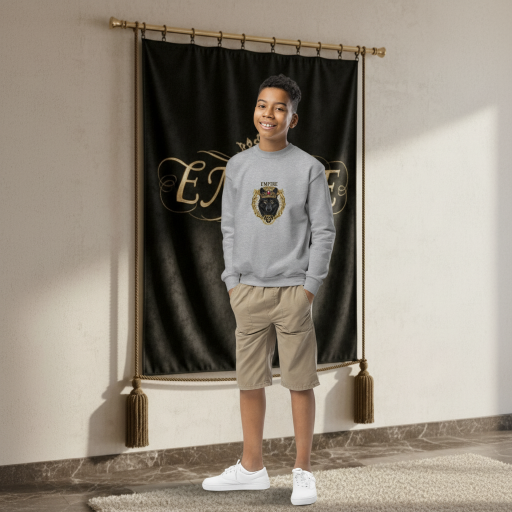 Sweatshirt gris EMPIRE panthère - Vue de face