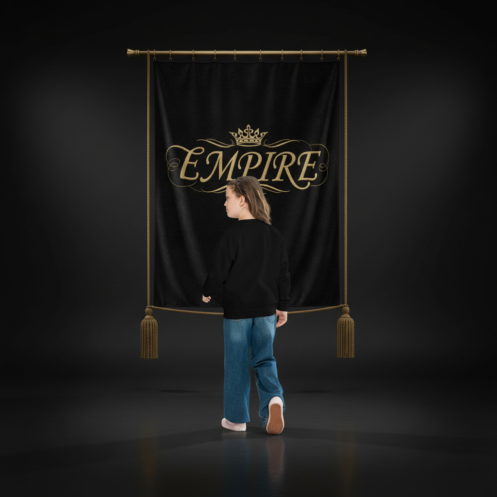 Sweatshirt noir EMPIRE cœur roses - Vue de dos