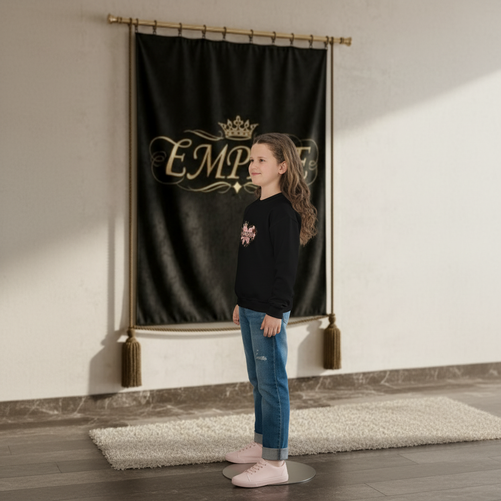 Sweatshirt noir EMPIRE cœur roses - Vue de profil