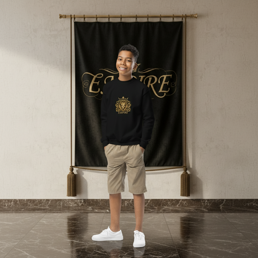 Sweatshirt noir EMPIRE lion - Vue de face