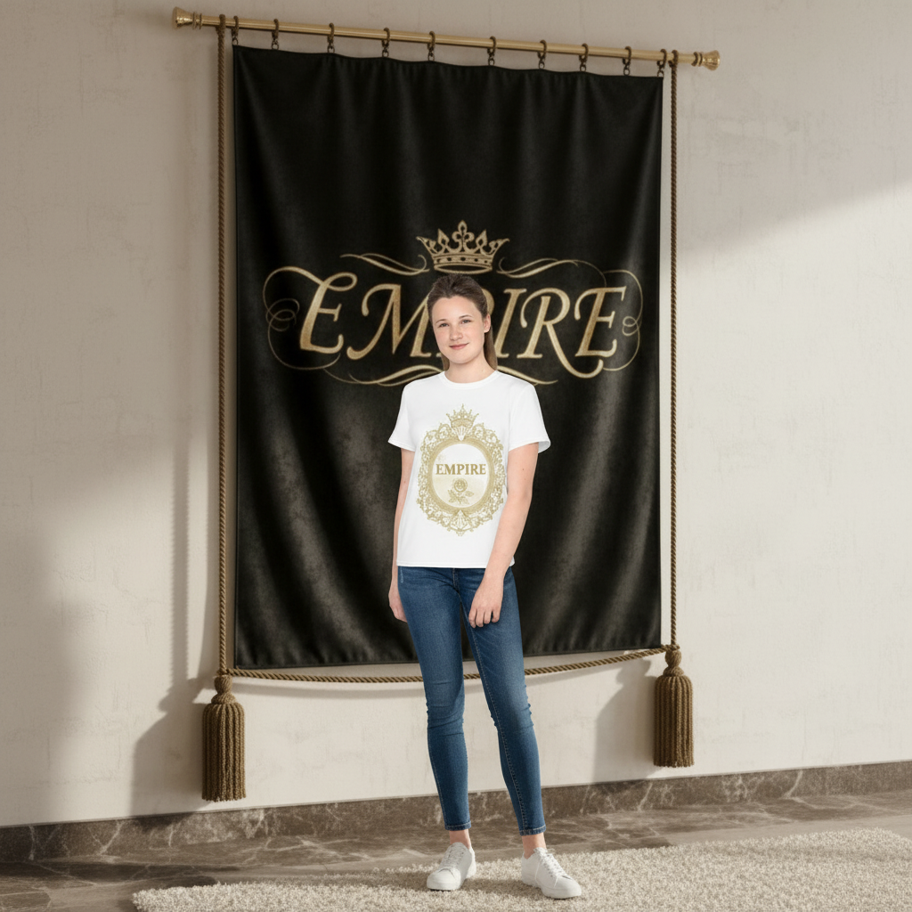 T-shirt blanc EMPIRE cadre baroque - Vue de face