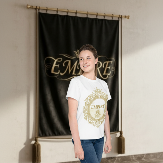 T-shirt blanc EMPIRE cadre baroque - Vue de profil