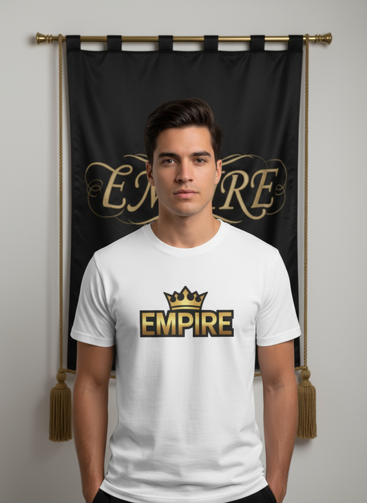 T-shirt blanc EMPIRE couronne homme vue de face