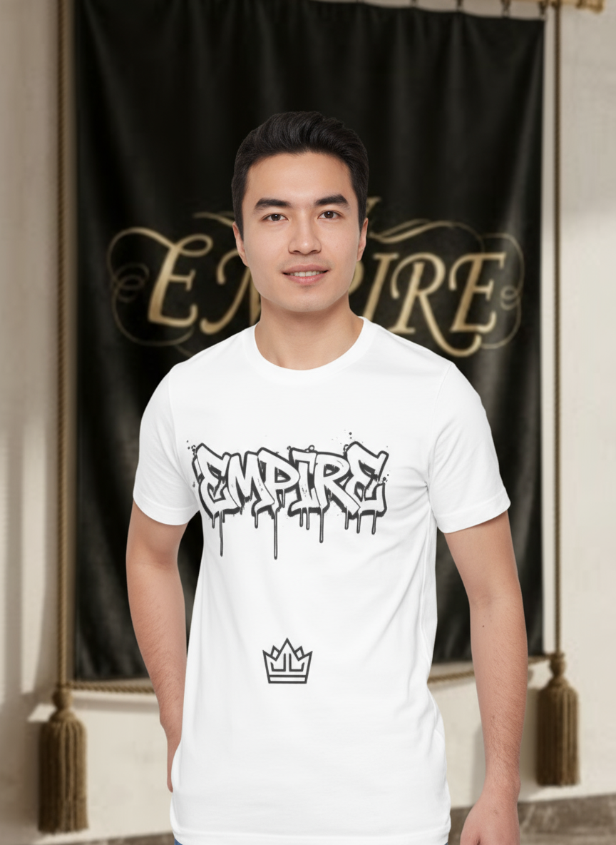 T-shirt blanc EMPIRE graffiti homme vue de face
