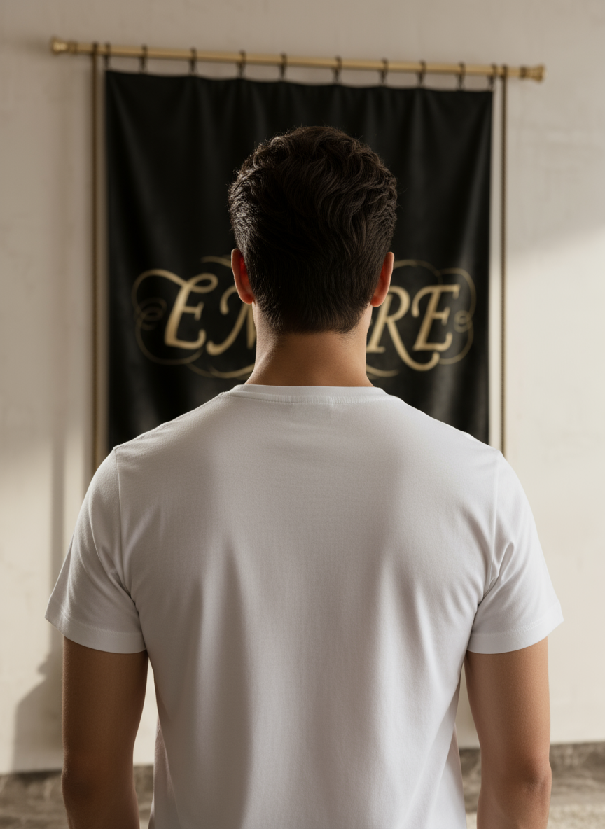T-shirt blanc EMPIRE lignes homme vue de dos