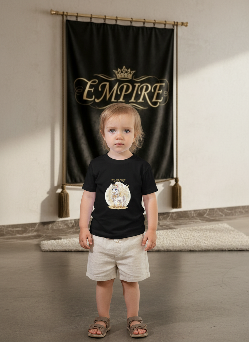 T-shirt enfant fille licorne noir EMPIRE - Vue de face